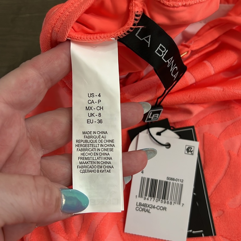 La Blanca One Pieces Island Palm Coral Swimsuit New Tummy Control 50SPF - Picture 10 of 13